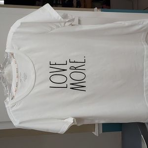 Rae Dunn LOVE MORE XL Top Short Sleeve w/Slightlt Textured Cotton/Poly EUC